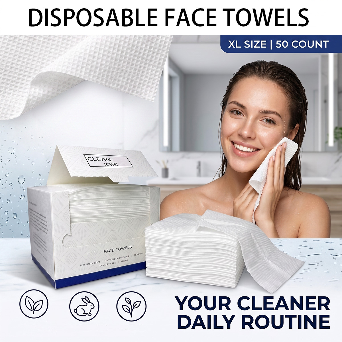 50Pcs/Box Disposable Face Towe - Xl Skincare ulasan dan harga